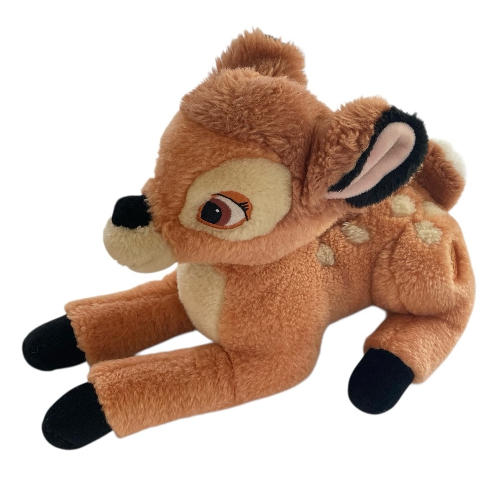 VTG Disney Store Soft Bambi Deer 13" Plush Stuffed Animal Laying Tush Stamp.
